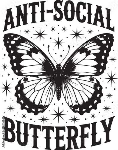Anti Social Butterfly, Anti Social Tarrot Card SVG, Anti Social Butterfly SVG