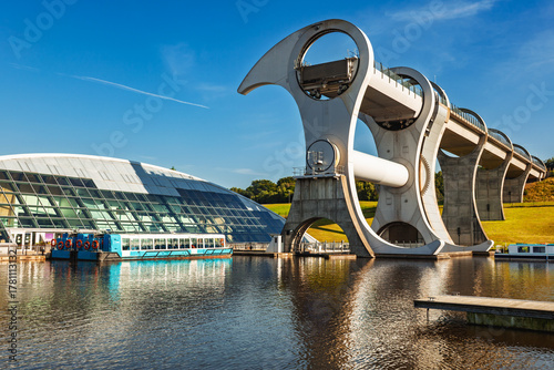 Fototapeta Falkirk Wheel Rotating boat lift and visitor centre in Scotland UK