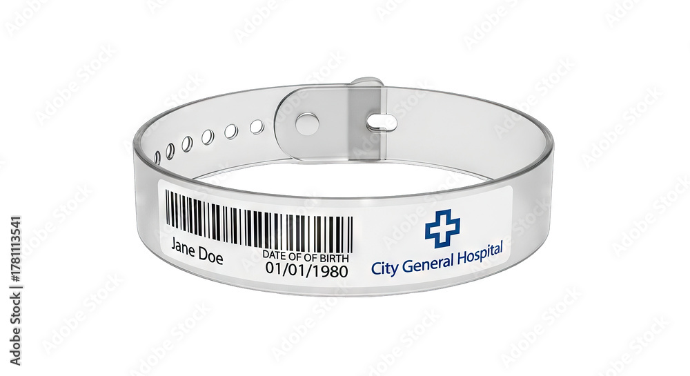 custom made wallpaper toronto digitalHospital patient identification wristband with barcode isolated on white.