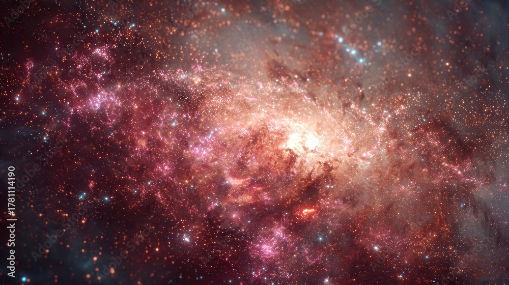 Fototapeta premium distant galaxy core, glowing energy, cosmic starfield background 