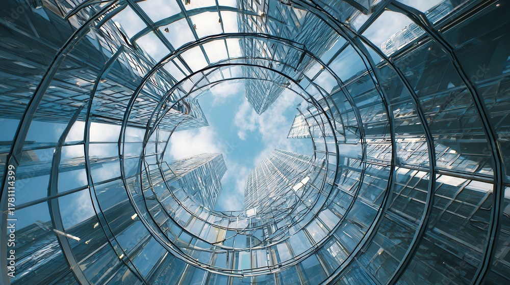 Naklejka premium futuristic glass dome architecture, modern urban background 