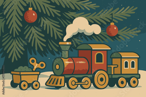 Christmas night amber vintage white no marks emojis red icon train small