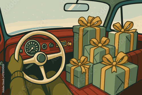 Vector any typography car no speech grain bubbles nostalgic retro festive icon