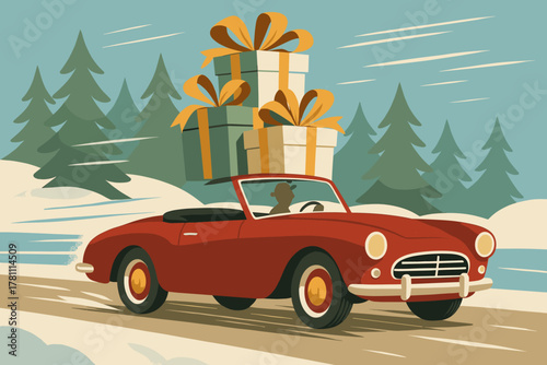 Speeding amber red ride any holiday snowy ground emojis retro vector icon