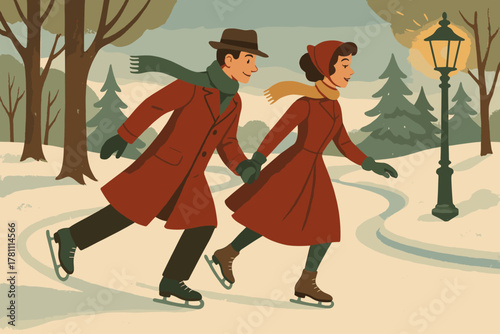 Ice vector snow skating vintage white park icon along lined any no