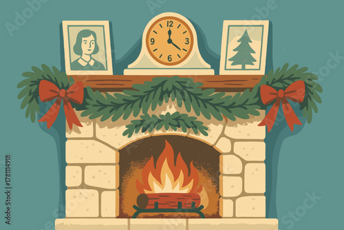 Typography hanging captions cartoon no sage text fireplace elegance nostalgia icon vector