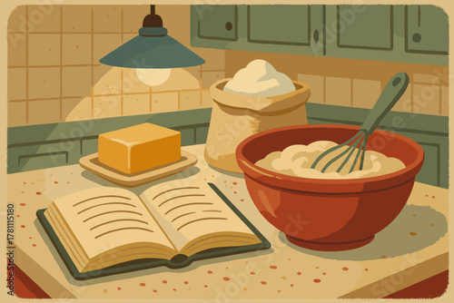 Amber chinese no vector kitchen icon cranberry retro detail baking flour bowl