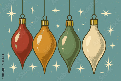 Vector ornaments christmas metallic bubbles no icon blue cranberry vintage red chinese