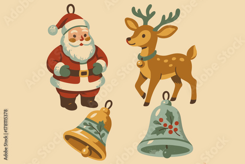 Ornaments vintage accents textured christmas highlights vector no golden icon blue bells