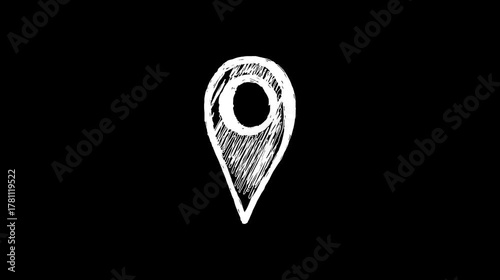 Bouncing location marker, hand drawn doodle icon 