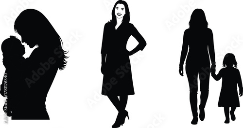 Mother, child, family, care, parenting, bonding, silhouette, affection, nurture, support, relationship, walk, embrace, guidance, love, comfort, protection, motherhood, confidence, connection