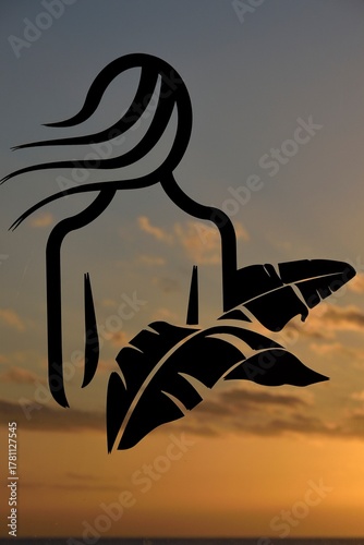 Silhouette of a woman at sunset