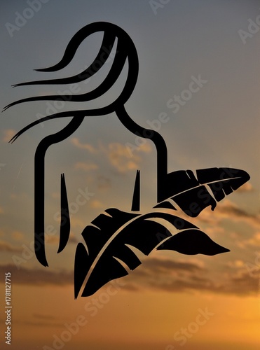 Silhouette of a woman at sunset
