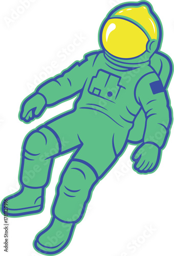 Astronaut floating in spacesuit vector illustration