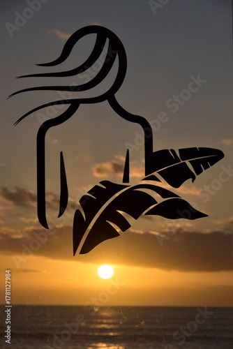 Silhouette of a woman at sunset