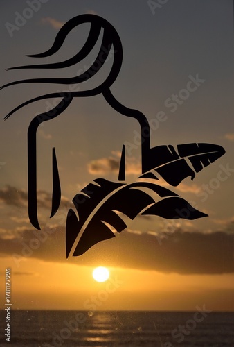 Silhouette of a woman at sunset