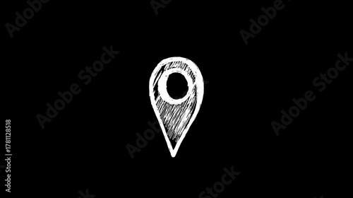 Bouncing location marker, hand drawn doodle icon 