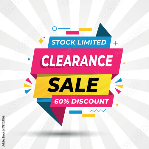 Dynamic Clearance sale banner design with 60% off	