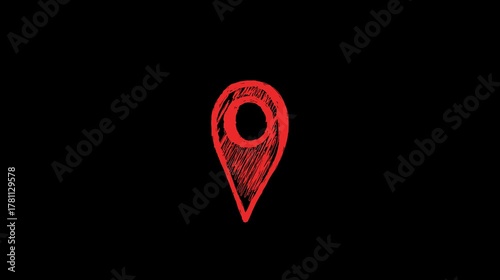 Bouncing location marker, hand drawn doodle icon 