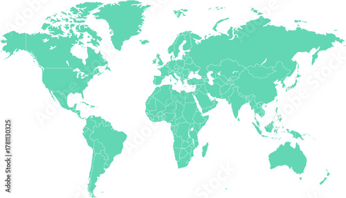World map. Green modern vector map. Silhouette map.