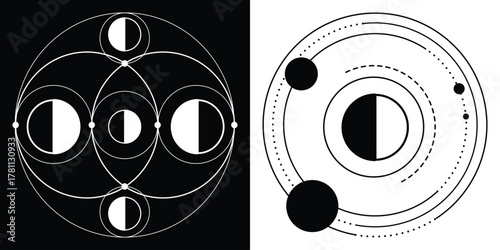 Abstract cosmic symbols illustration art