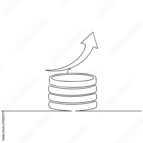 Growth of Finance — minimalistic coin icon and profit direction for investments and income