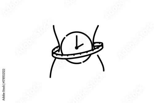 time for weight Loss and Body Measurement Icon template design in line style isolated on white background