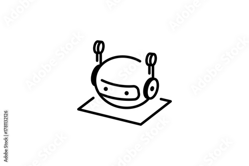Robot head linear icon in line style isolated on white background