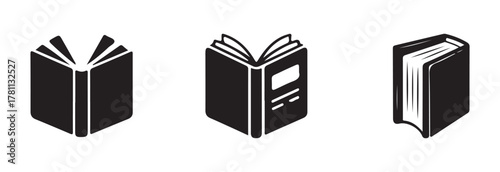 Book logo icon set, different style book, simple book symbol, book silhouette with minimalistic design, vector illustration EPS 10.