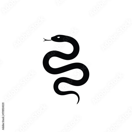 Stylized black silhouette of a serpent coiled on a white background