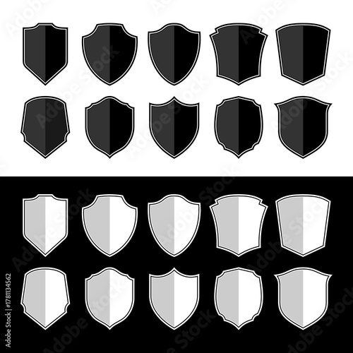 Set of Badges Shape Collections. Vector Illustrations. Classics Shields. Security and Protect