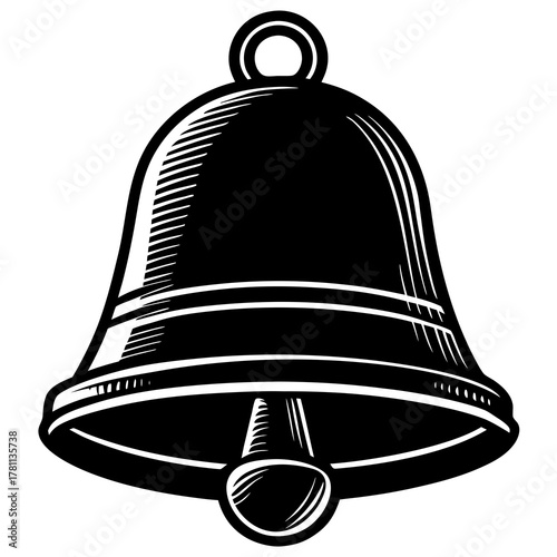 Classic black and white illustration of a ringing bell