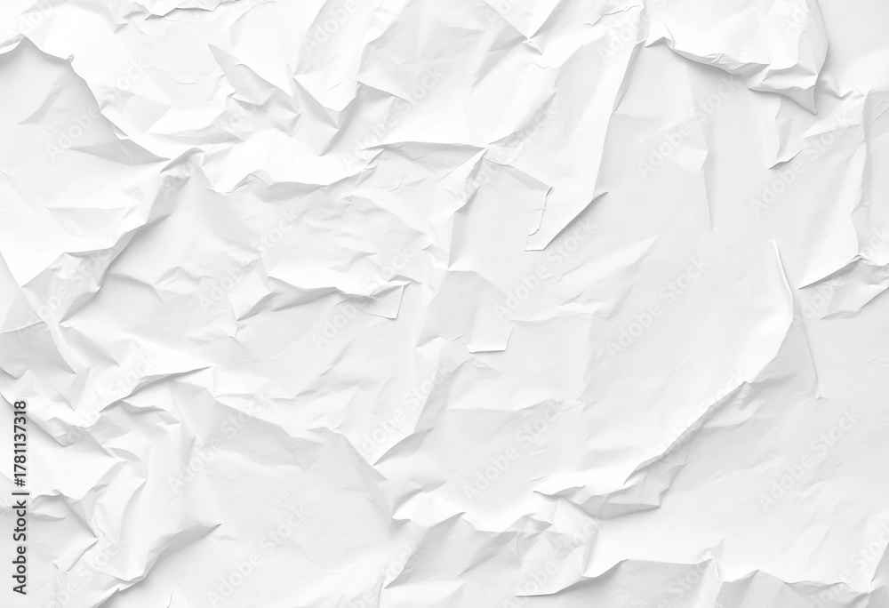 Fototapeta premium Soft, crumpled white paper texture evoking a gentle winter scene, clean, light