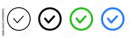 Checkmark simple icon in line and flat style. vector