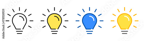 Light bulb simple icon in line and flat style. vector