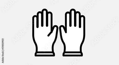 A pair of white gloves, depicted as a simple outline icon, against a light background.