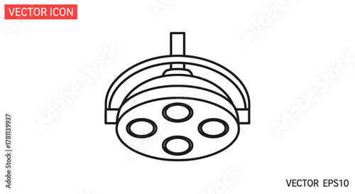 A simple line drawing of a surgical overhead operating room light.