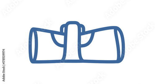 Simple blue line drawing of a cylindrical object with handles, isolated on white.