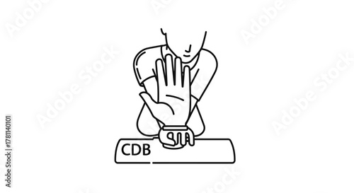A person's hand stopping something labeled "CDB" in front.