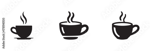 Coffee cup icon set, cup coffee with steam, cup a coffee sign, cup a coffee symbol, vector Illustration EPS 10.