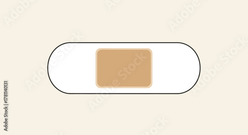 A single adhesive bandage, light beige in color, is centered on a cream-colored background.