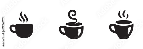 Coffee cup icon set, cup coffee with steam, cup a coffee sign, cup a coffee symbol, vector Illustration EPS 10.