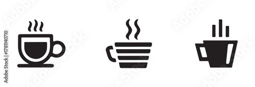 Cups of coffee tea icon set, hot drink icon, cup beverage vector icon, Coffee vector icon, vector Illustration EPS 10.