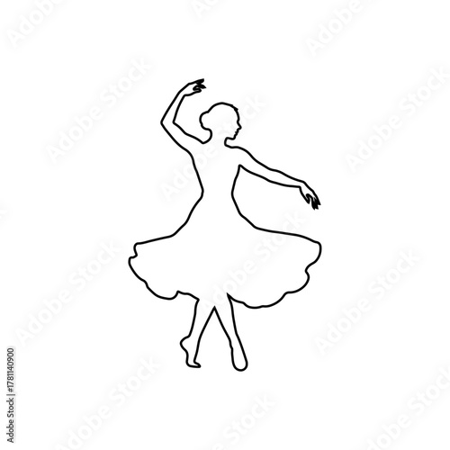 Ballerina dancing outline icon woman ballet dancer illustration