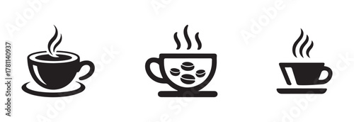 Coffee cup icon set, cup coffee with steam, cup a coffee sign, cup a coffee symbol, vector Illustration EPS 10.