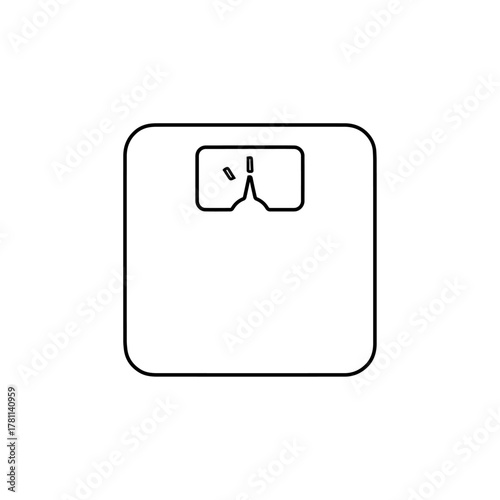 Bathroom scale outline weight measuring device isolated on white background