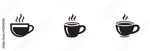 Coffee cup icon set, cup coffee with steam, cup a coffee sign, cup a coffee symbol, vector Illustration EPS 10.