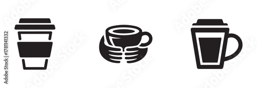 Cup icon set, cup hot icons design, tea cups vector icon collection, cup and mug silhouette icon, vector illustration EPS 10.