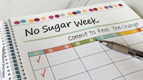 Wallpaper Mural A planner page tracking a no sugar week with pen and checks Torontodigital.ca