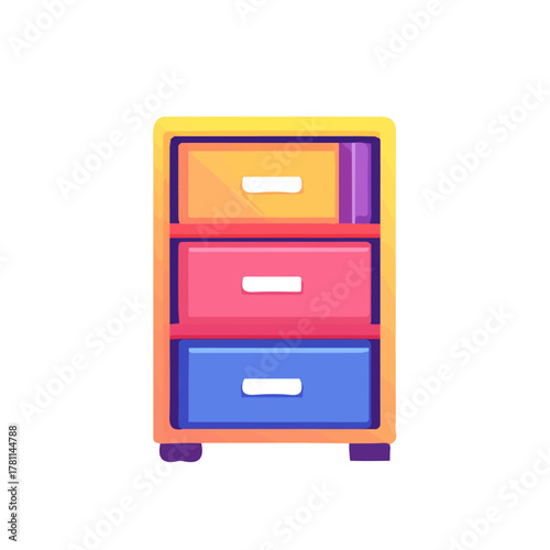 A Minimalistic 2D flat icon illustration of a colorful bookshelf, simple illustration style, clean vector design, isolated on a white background, modern element in vector, EPS format